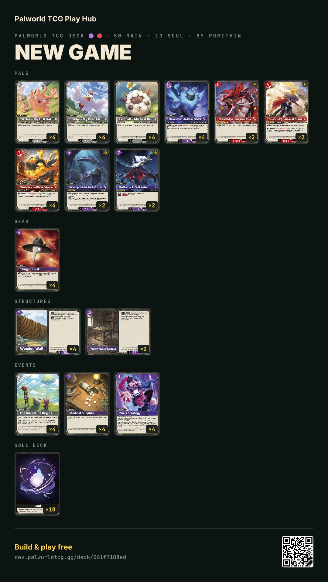 New Game decklist