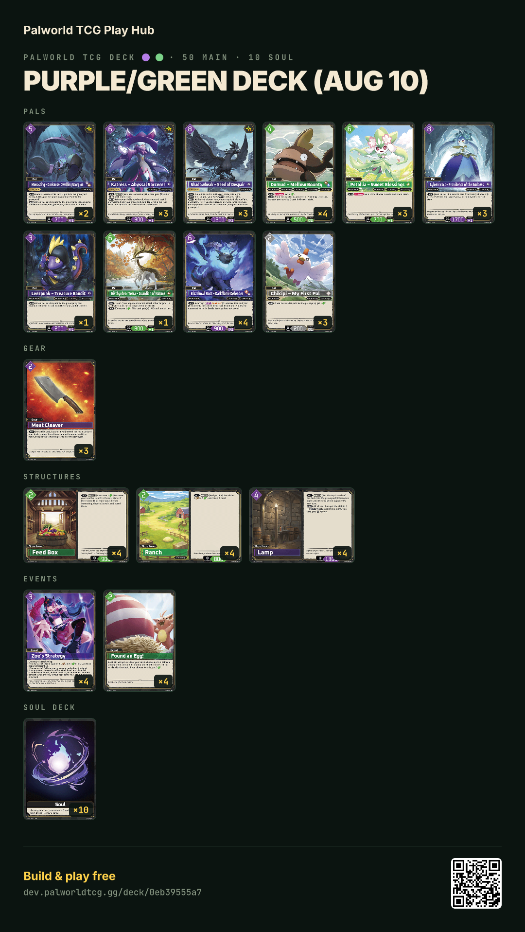 Purple/Green deck (Aug 10) decklist