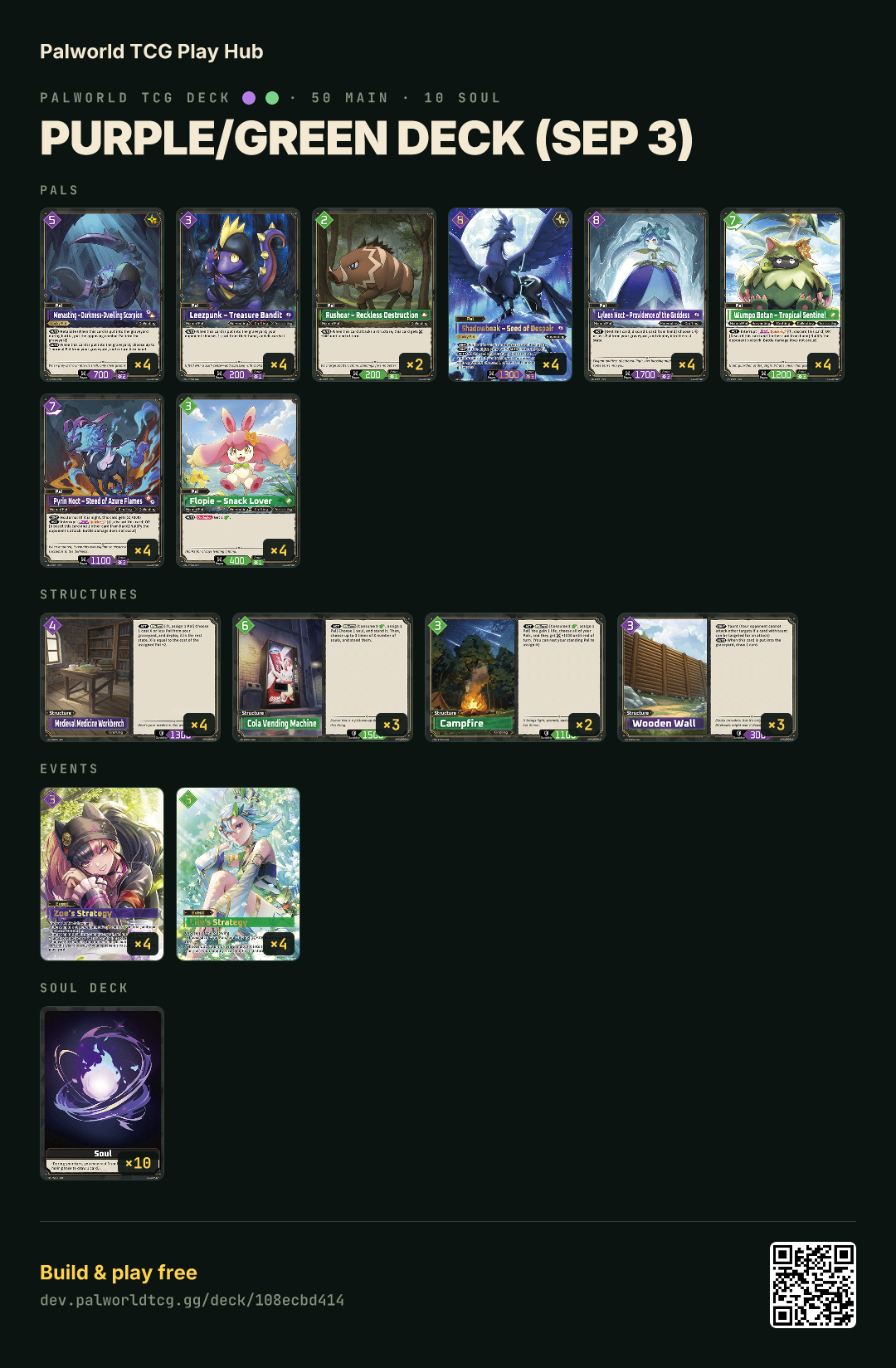 Purple/Green deck (Sep 3) decklist