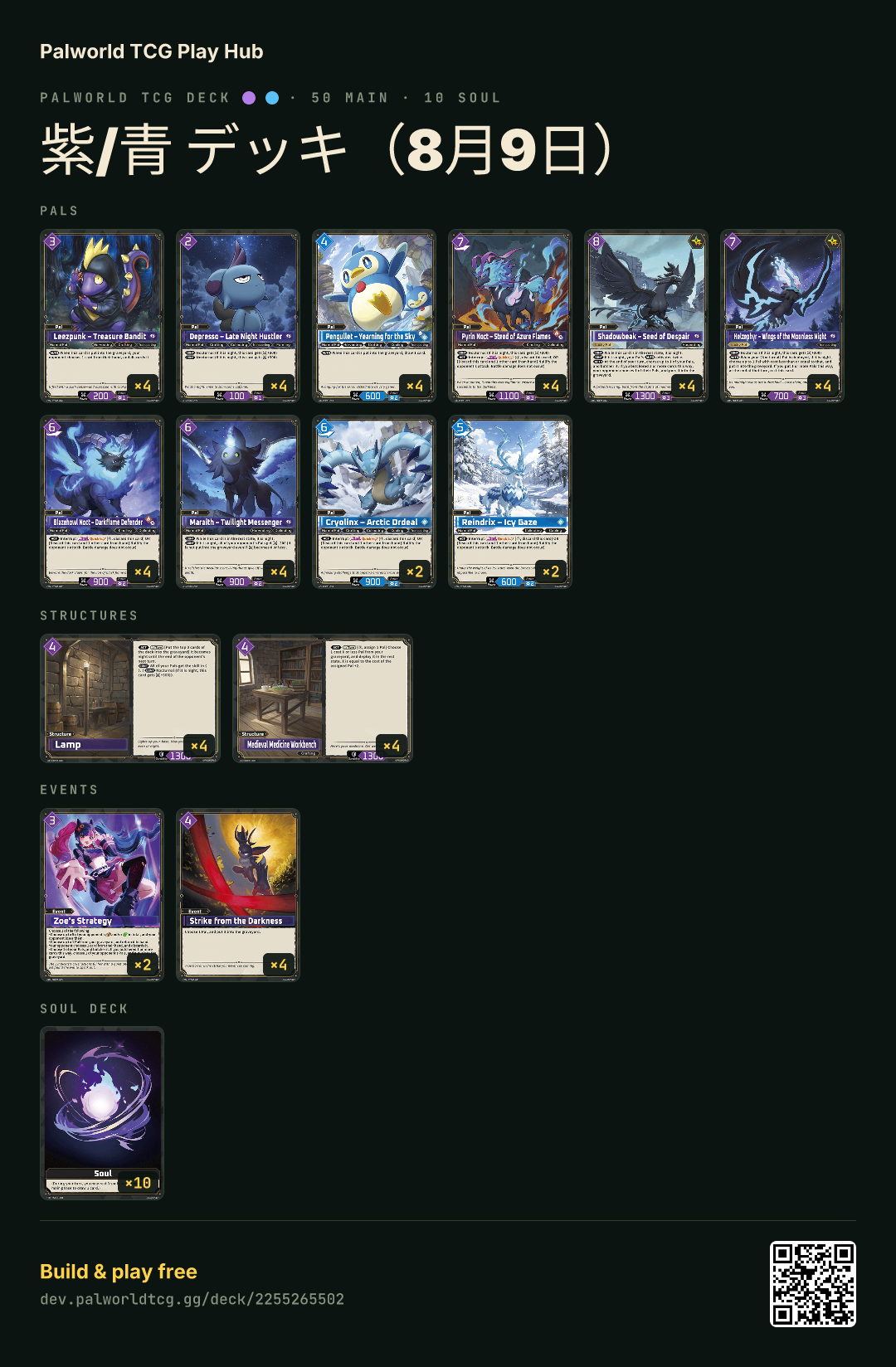 紫/青 デッキ（8月9日） decklist