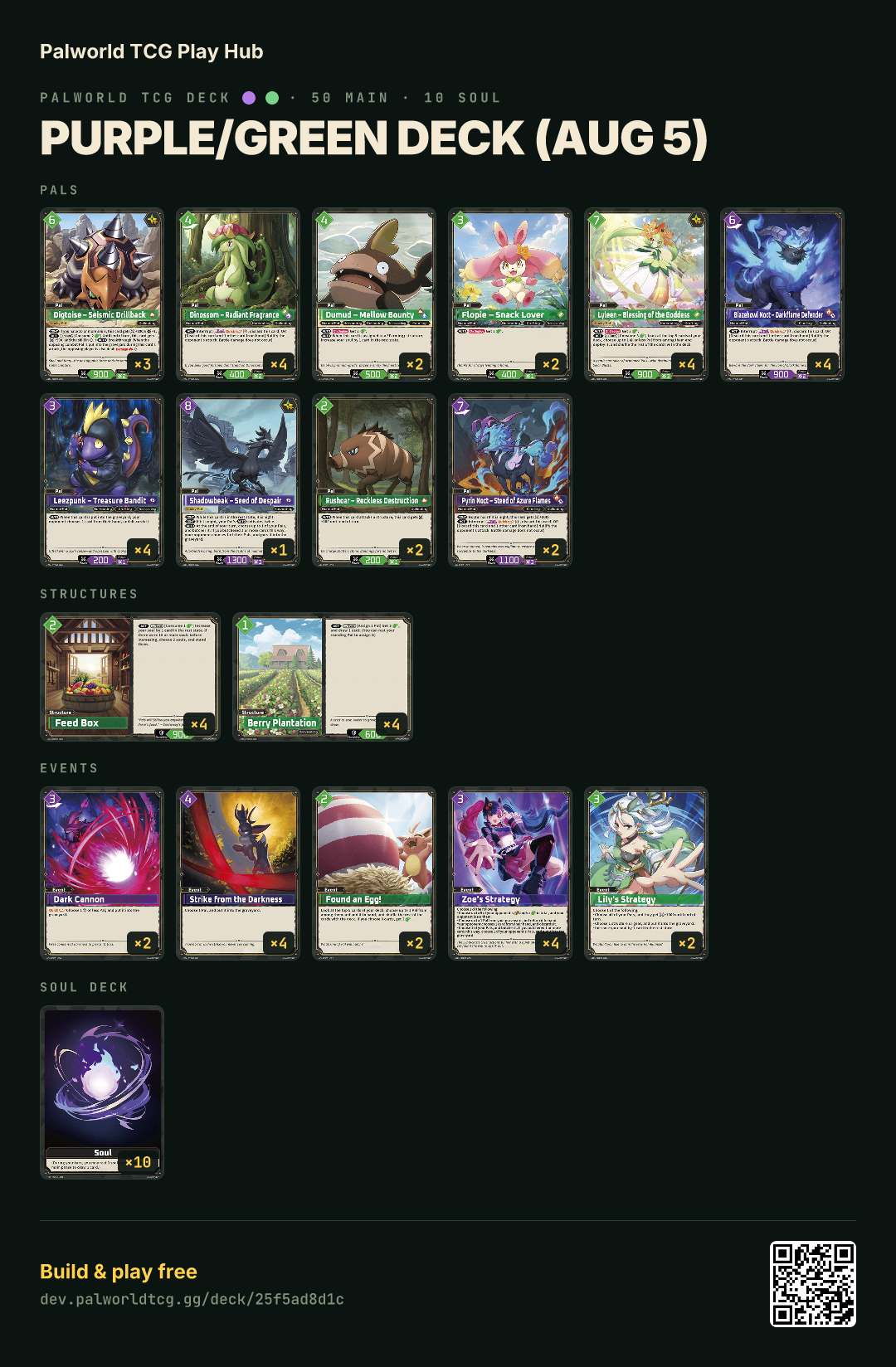 Purple/Green deck (Aug 5) decklist
