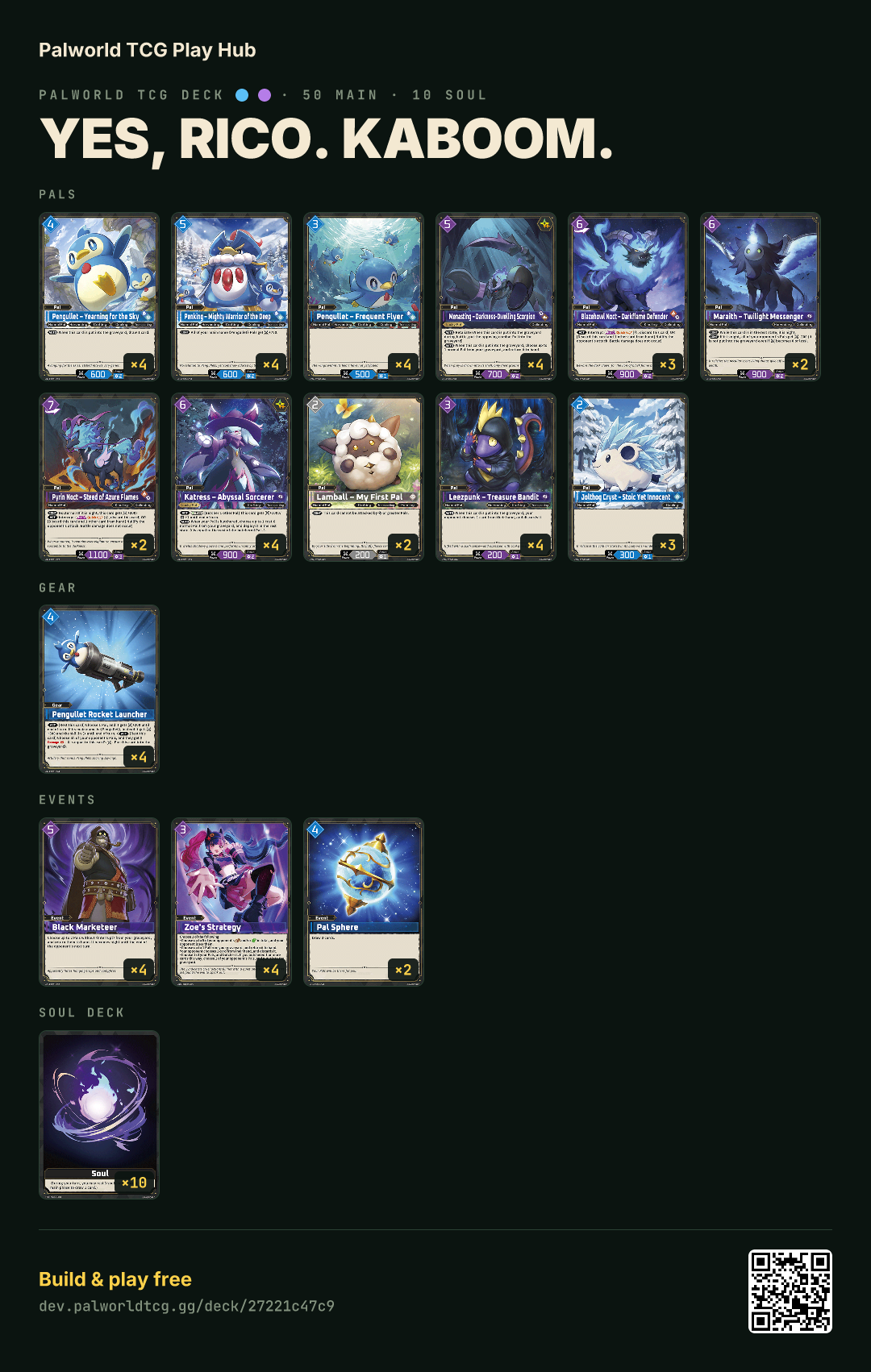 Yes, Rico. Kaboom. decklist
