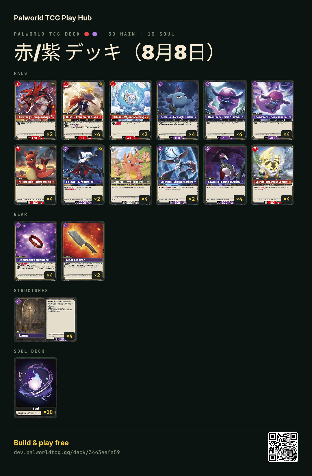 赤/紫 デッキ（8月8日） decklist