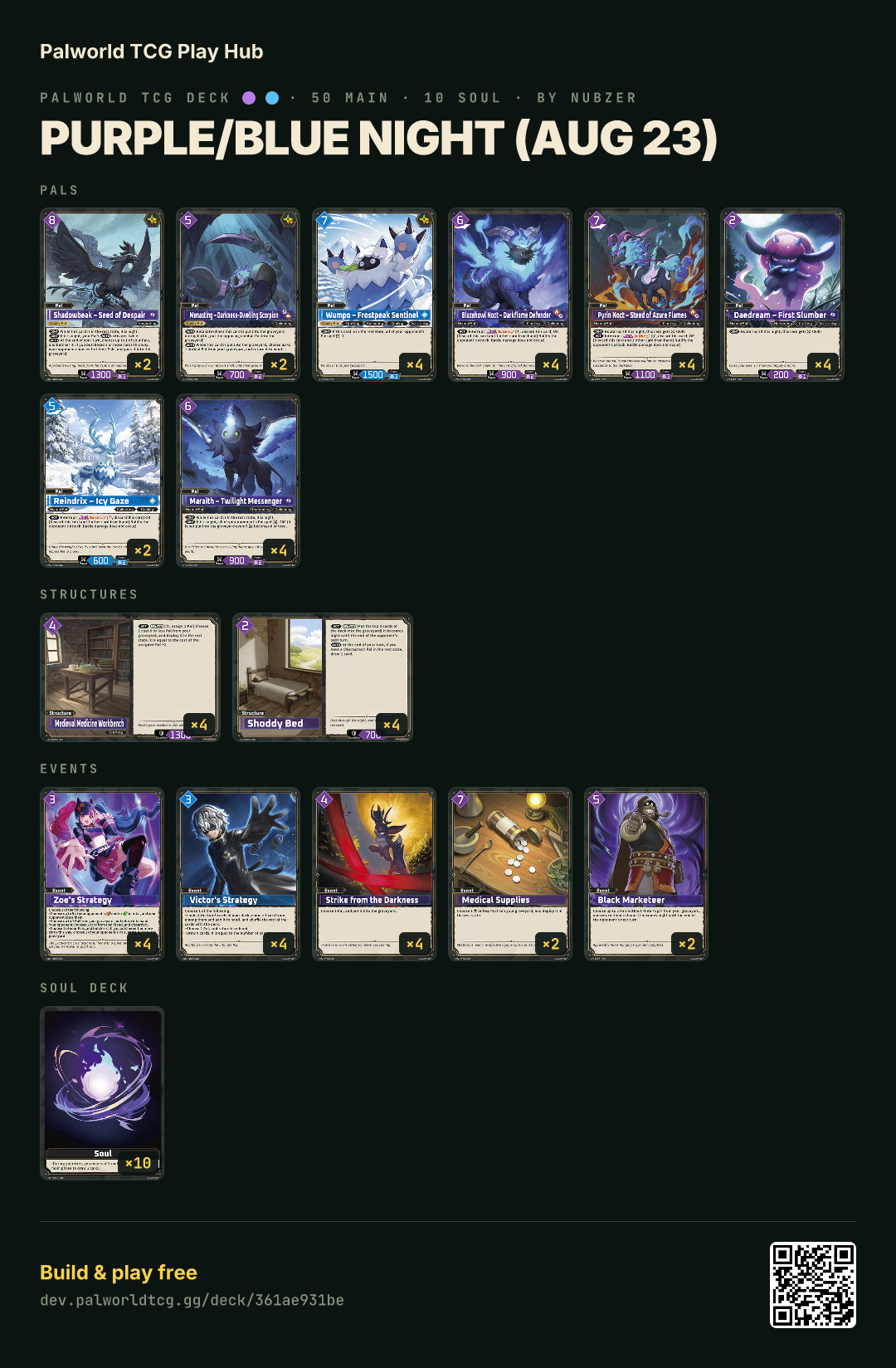 Purple/Blue night (Aug 23) decklist