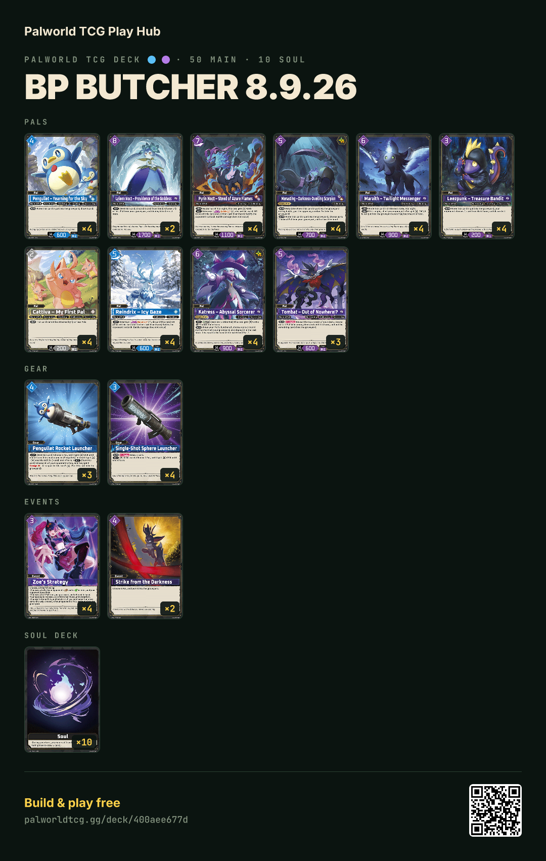 BP Butcher 8.9.26 decklist