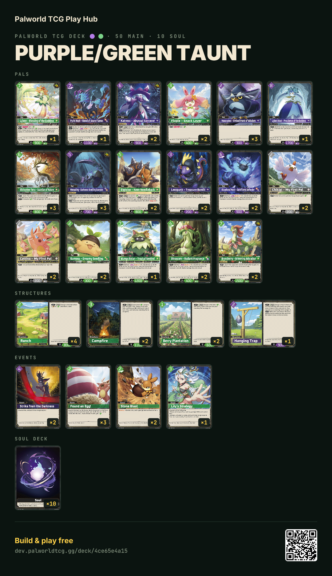 PURPLE/GREEN TAUNT decklist