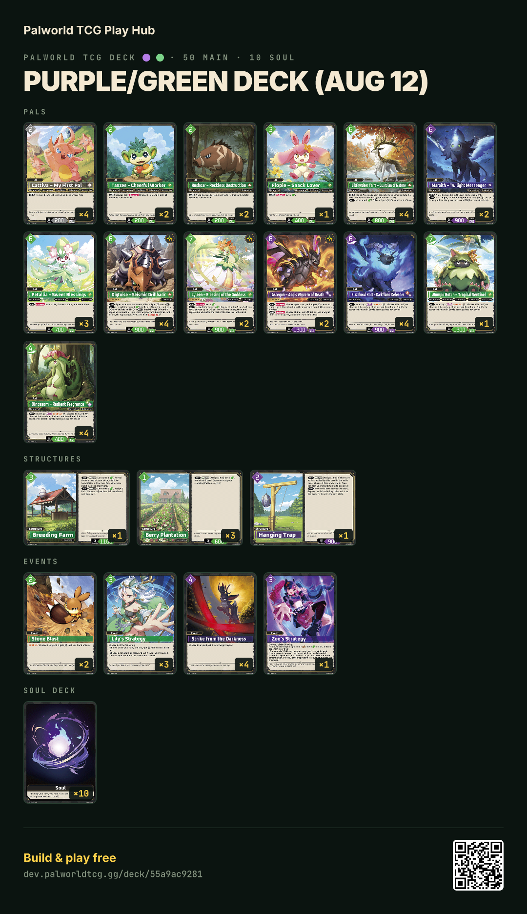 Purple/Green deck (Aug 12) decklist