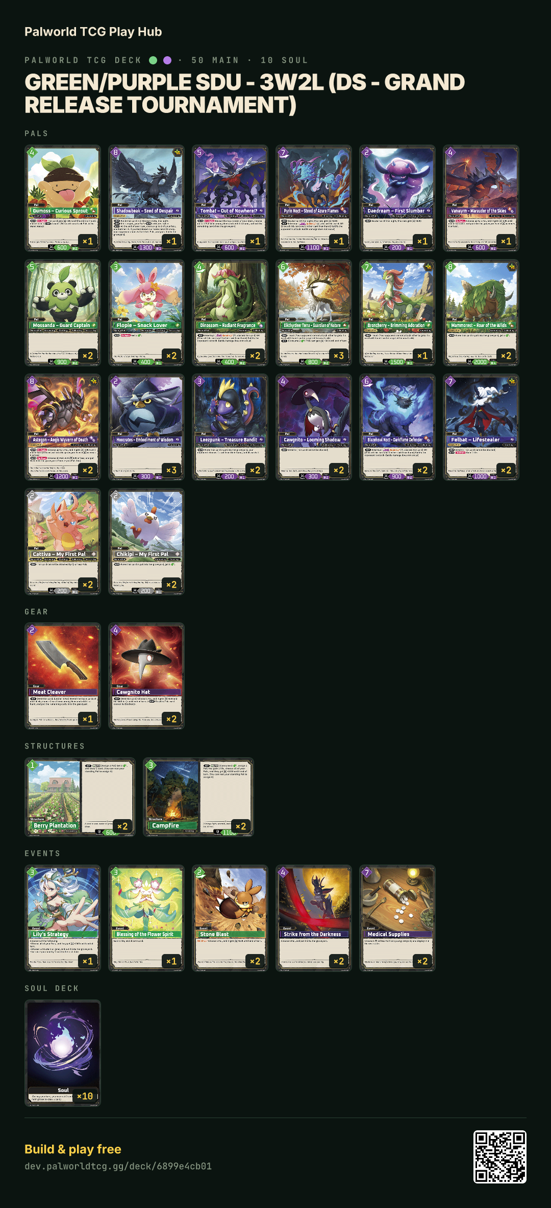Green/Purple SDU - 3W2L (DS - Grand Release Tournament) decklist