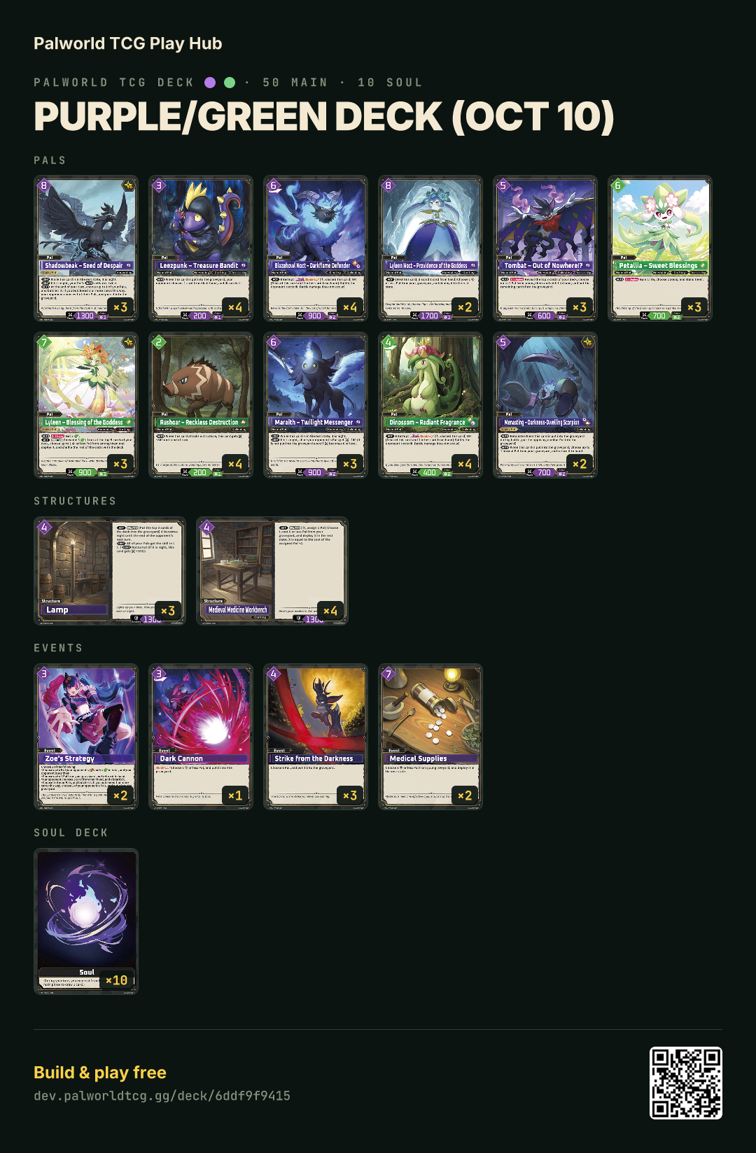 Purple/Green deck (Oct 10) decklist