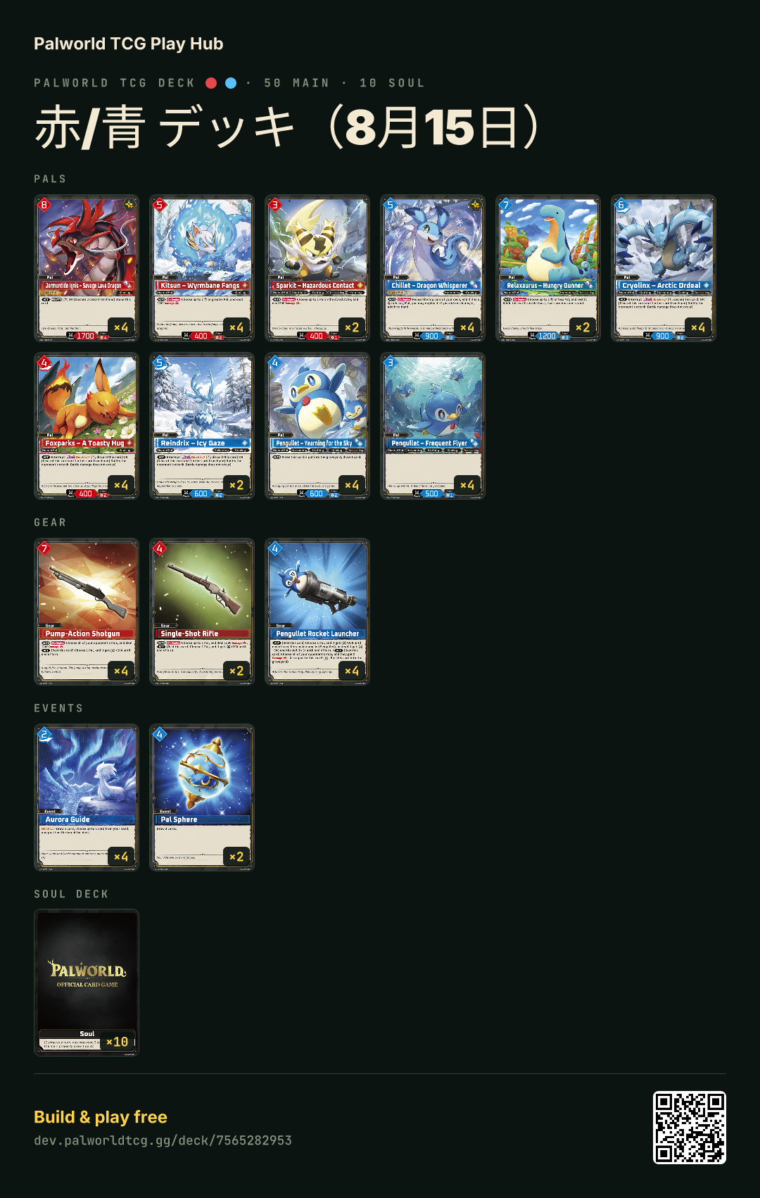 赤/青 デッキ（8月15日） decklist