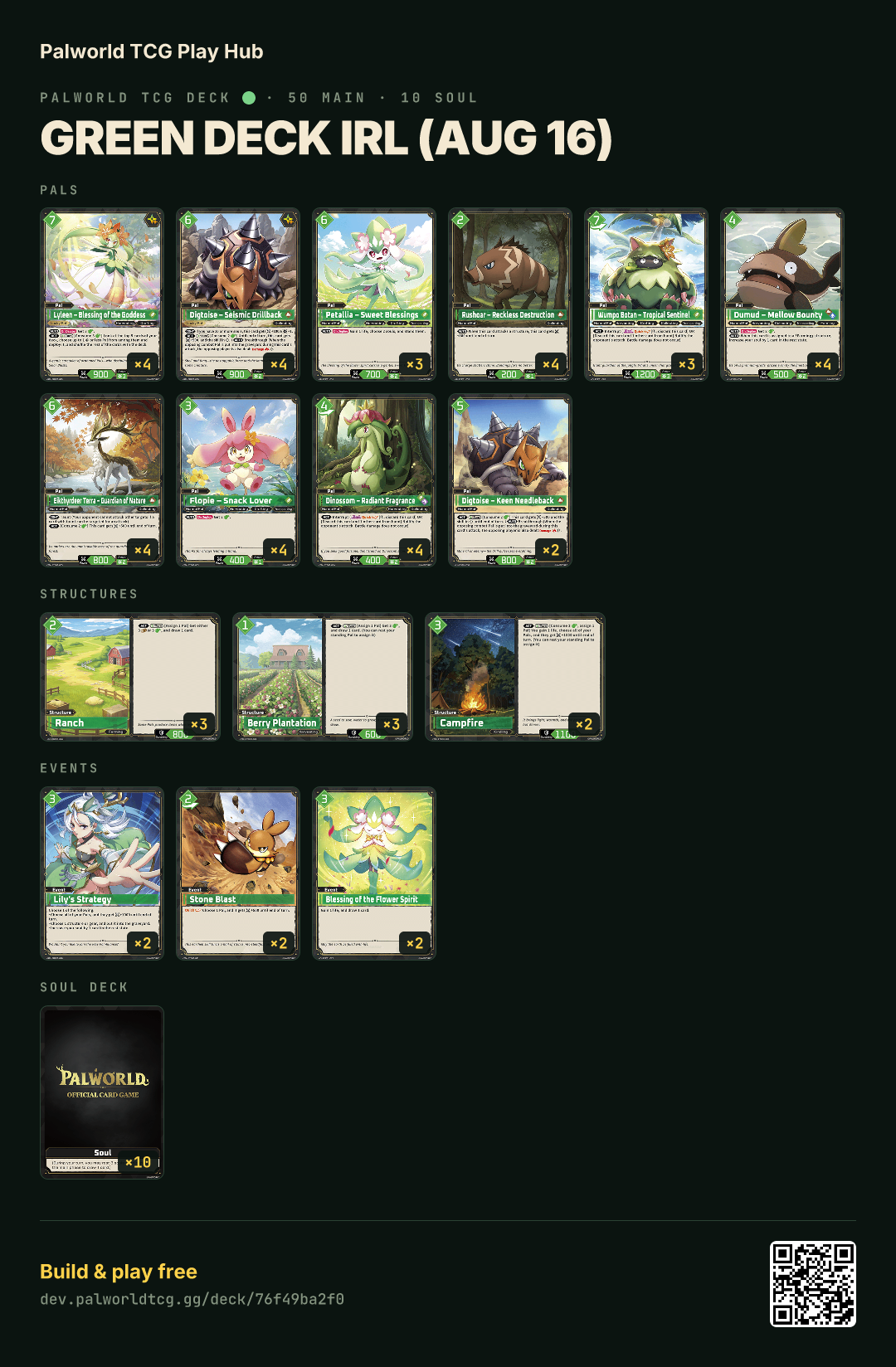 Green deck irl (Aug 16) decklist