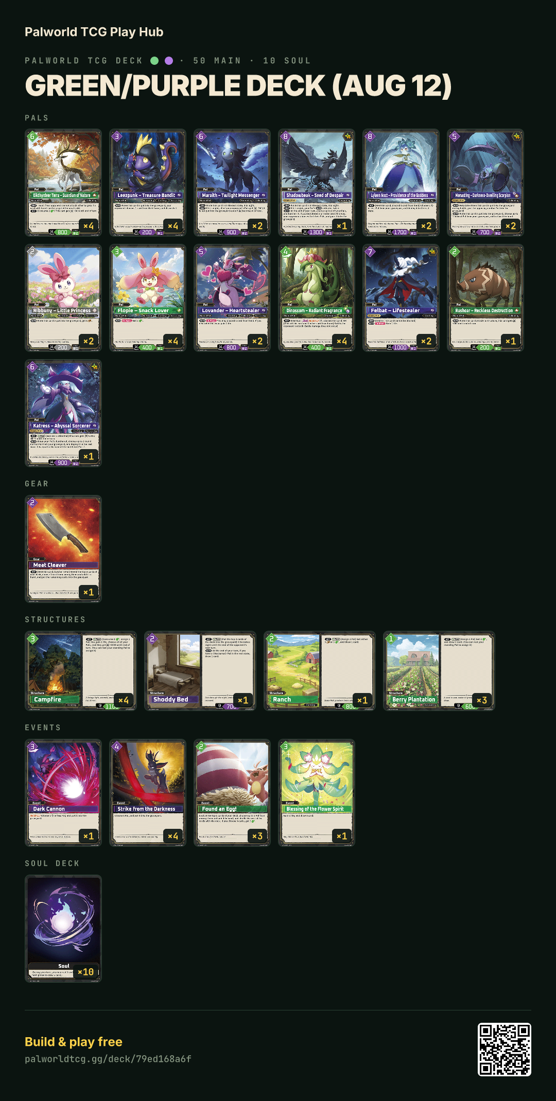 Green/Purple deck (Aug 12) decklist