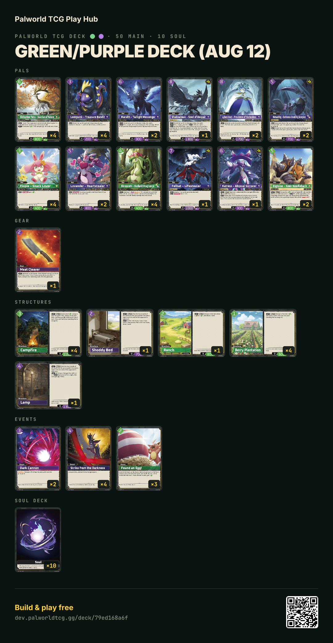 Green/Purple deck (Aug 12) decklist