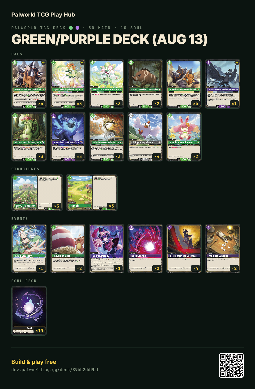 Green/Purple deck (Aug 13) decklist
