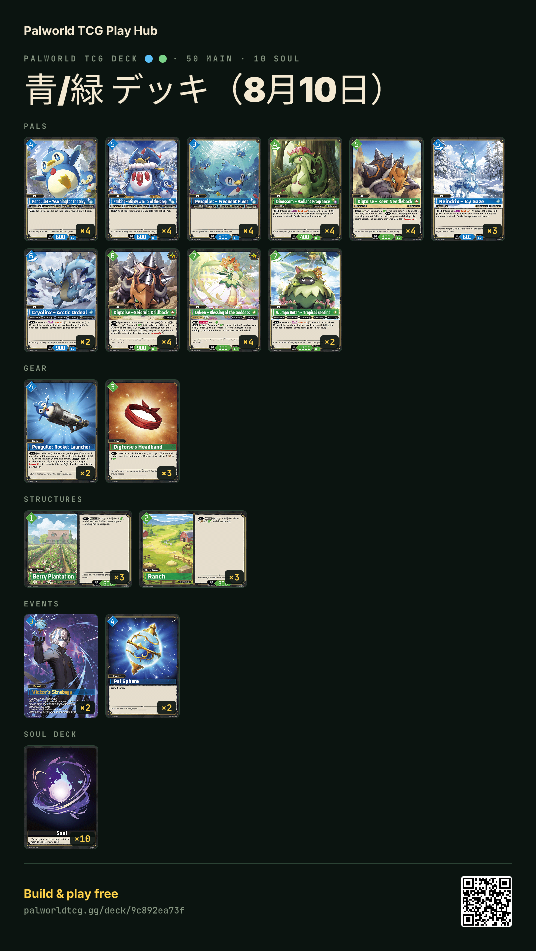 青/緑 デッキ（8月10日） decklist