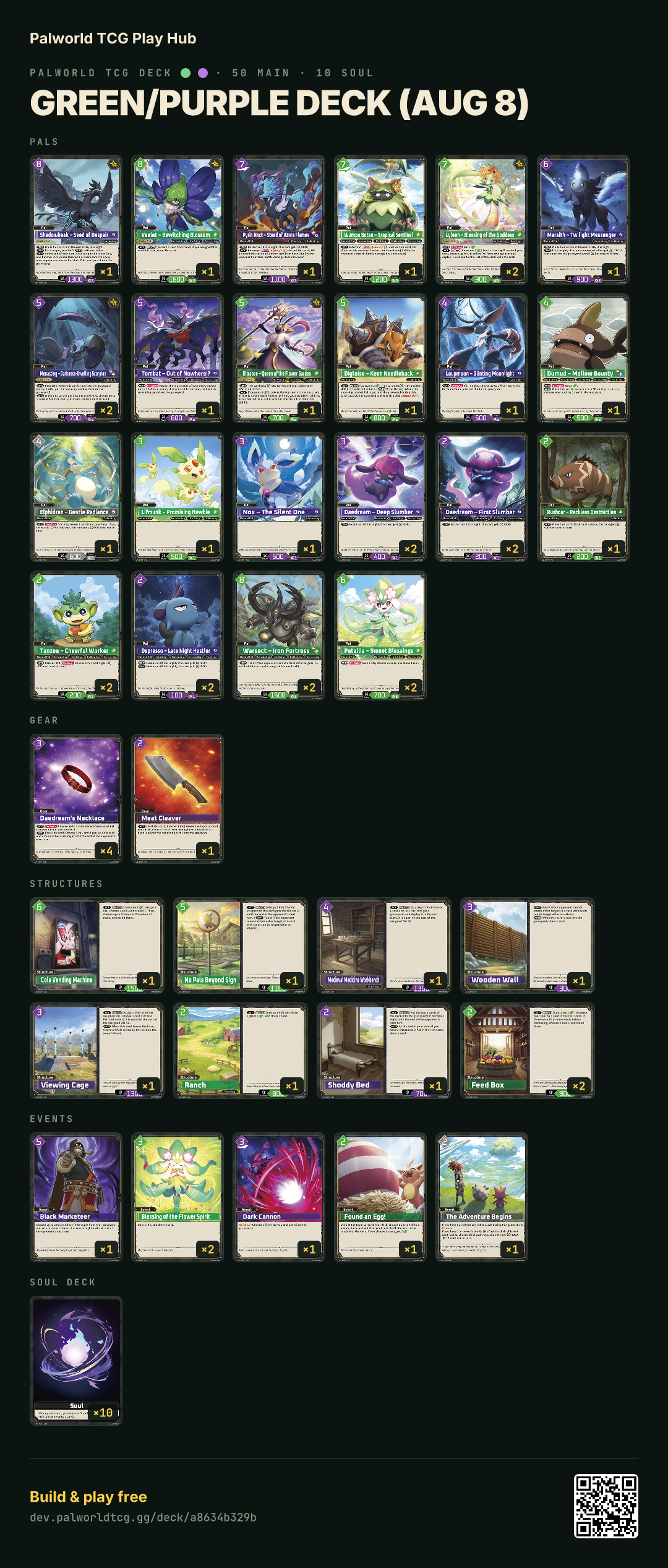 Green/Purple deck (Aug 8) decklist