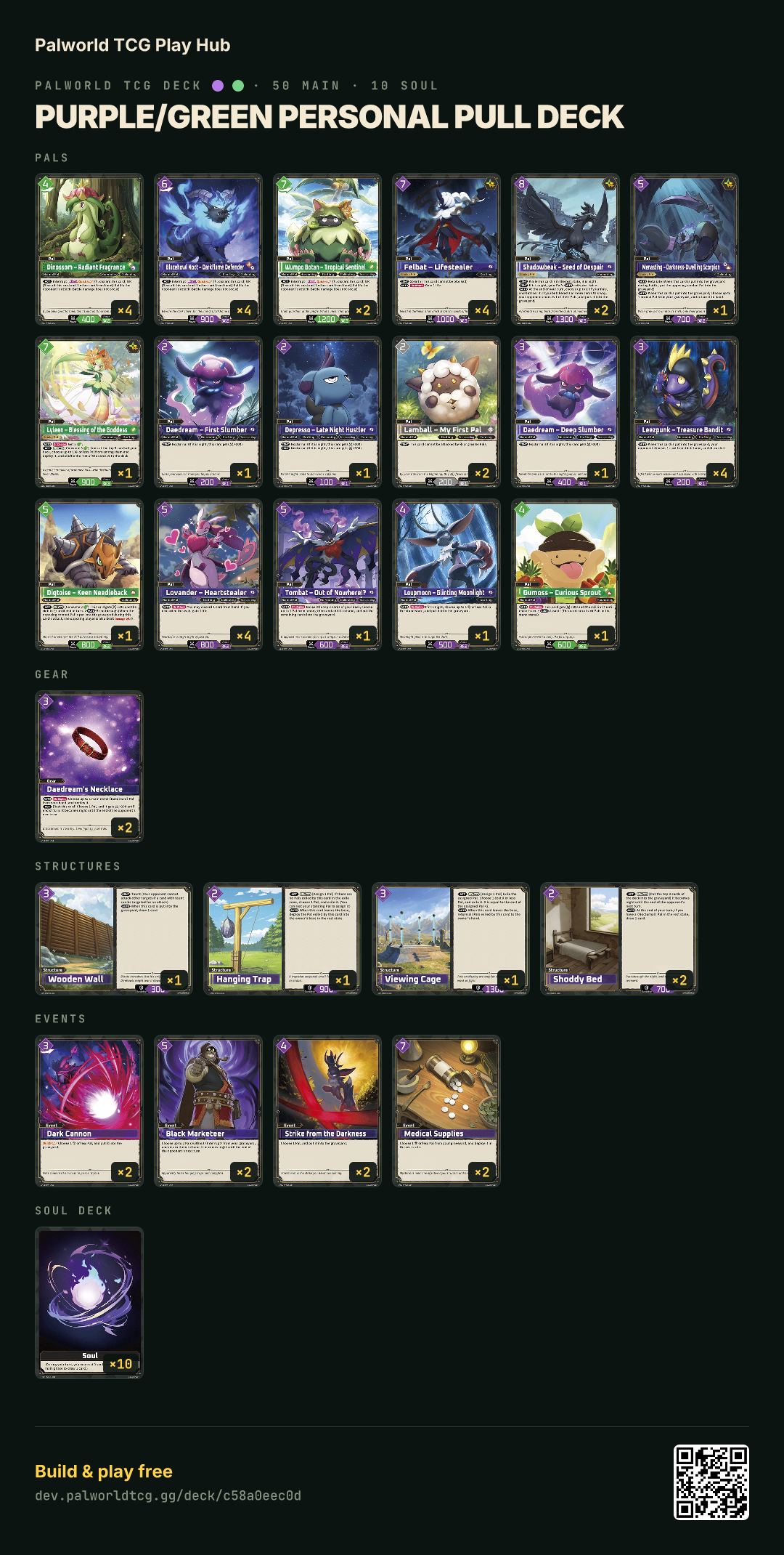 Purple/Green Personal Pull Deck decklist