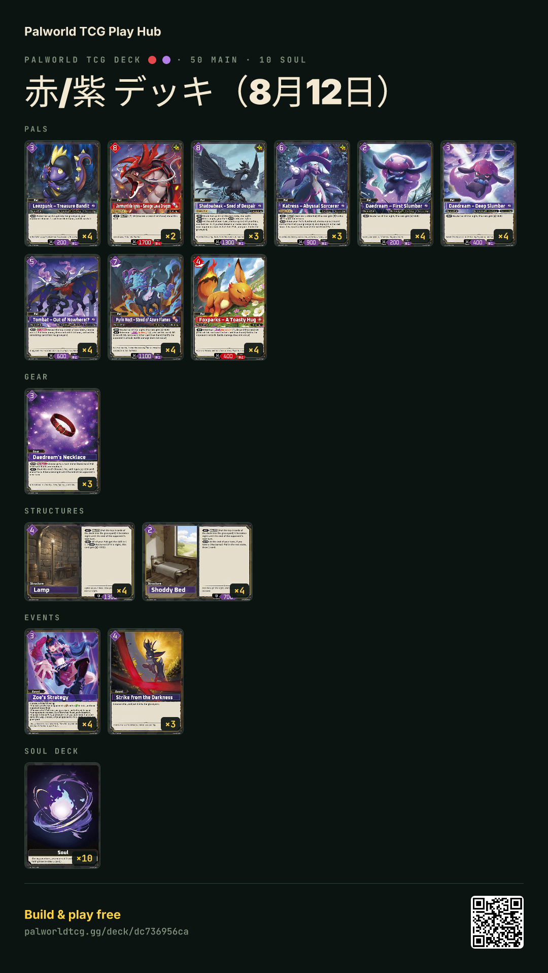 赤/紫 デッキ（8月12日） decklist