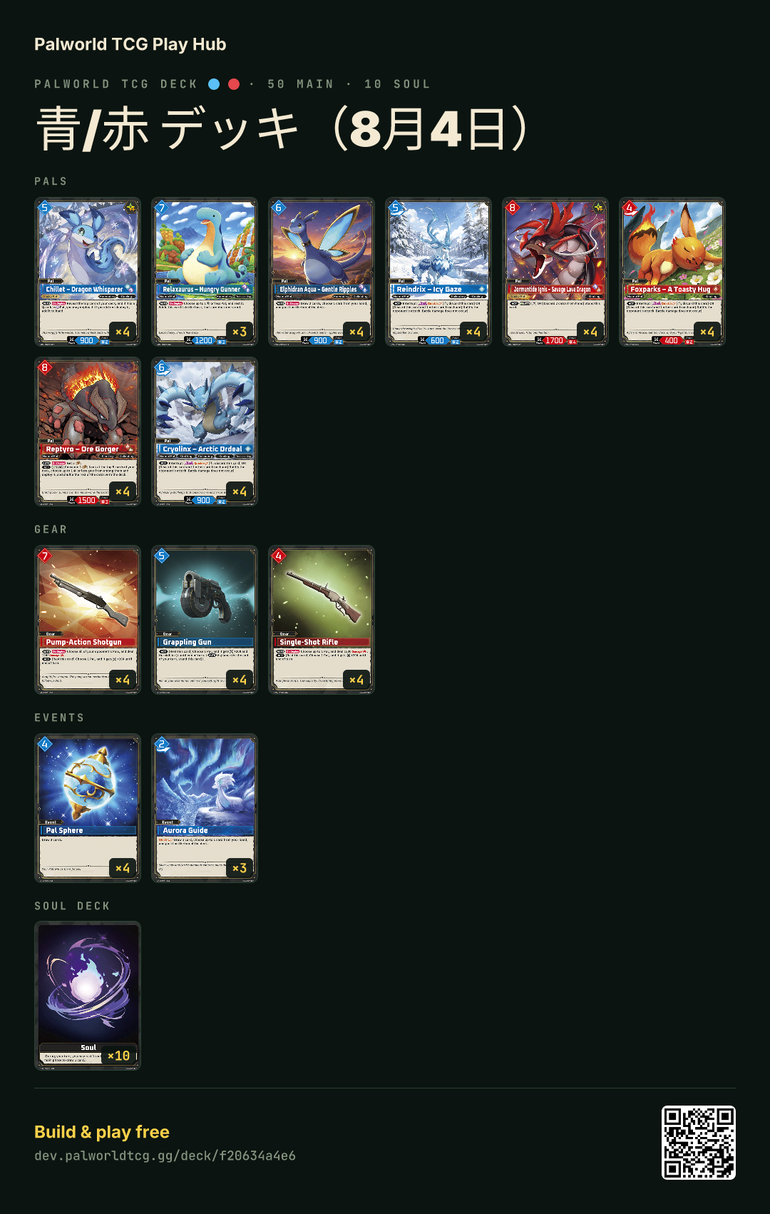青/赤 デッキ（8月4日） decklist