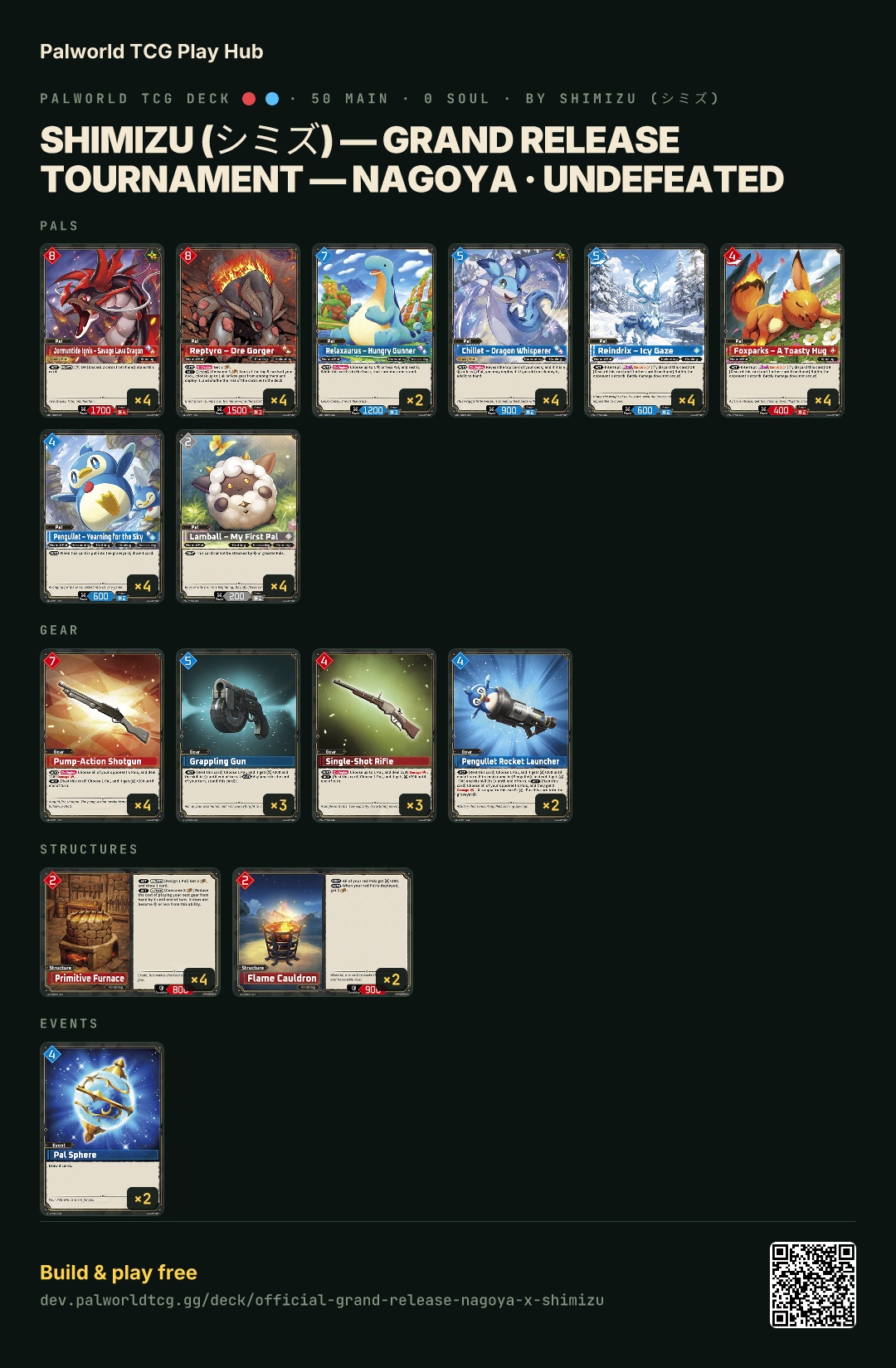 Shimizu (シミズ) — Grand Release Tournament — Nagoya · Undefeated decklist