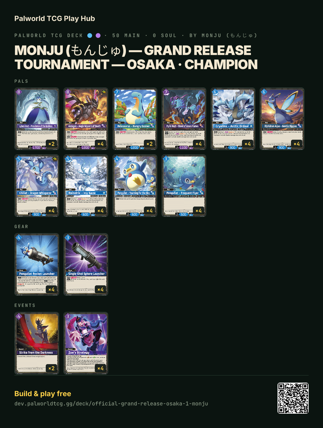 Monju (もんじゅ) — Grand Release Tournament — Osaka · Champion decklist