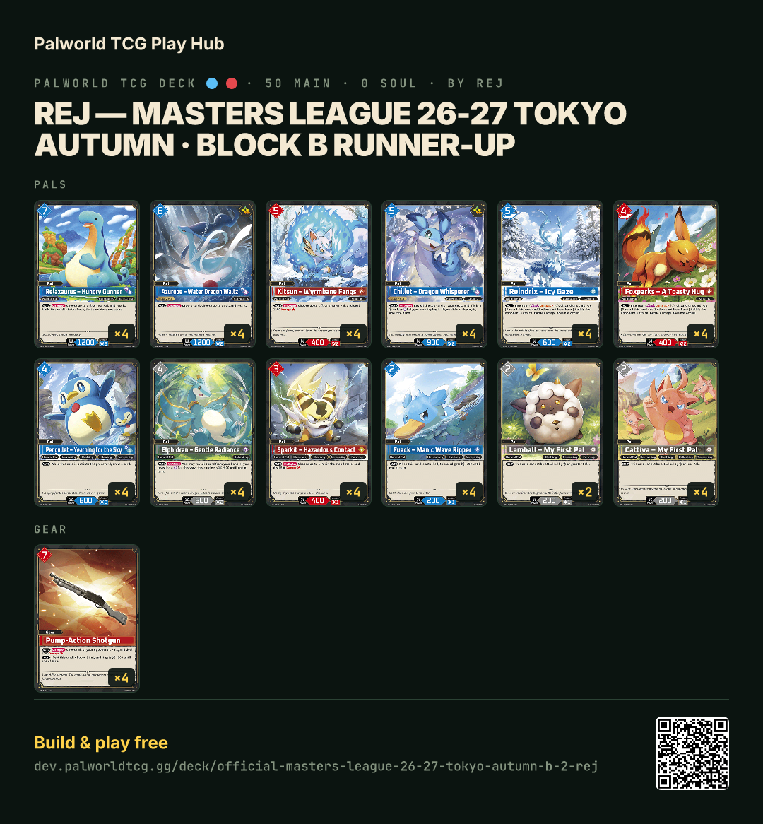 REJ — Masters League 26-27 Tokyo Autumn · Block B Runner-up decklist
