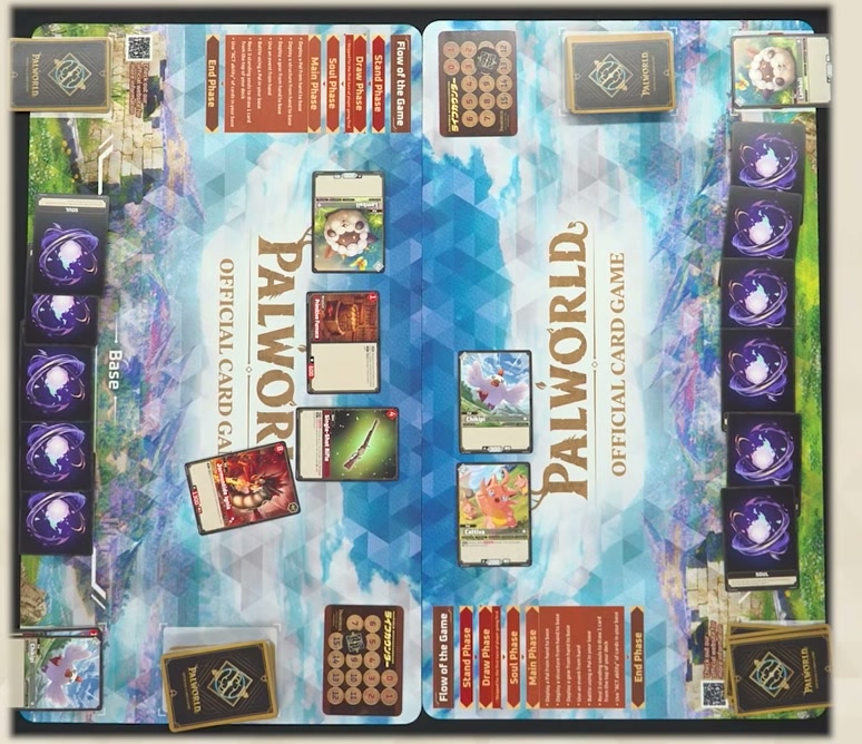 A full board late in the demo game, the moment a Lucky Pal is revealed during a damage check and cancels the damage